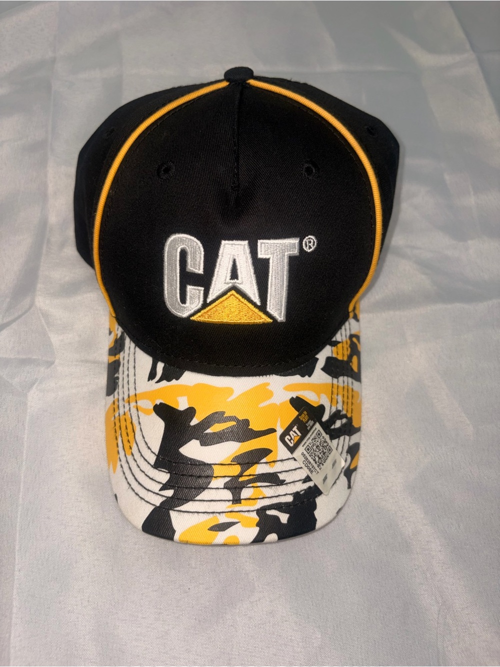 Caterpillar Black and Yellow Logo Camo Cap
